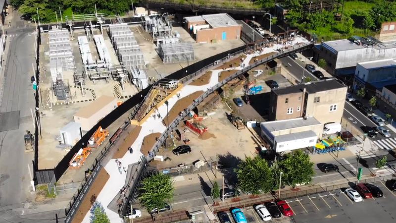 Rail Park under construction, Philadelphia